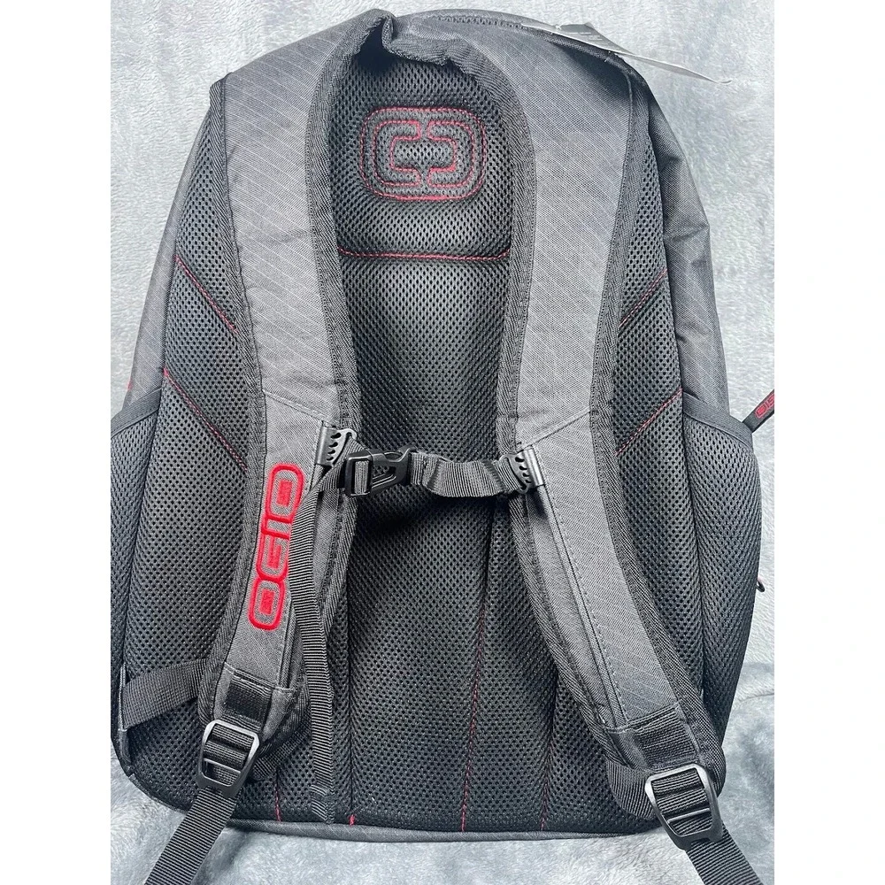 NWT OGIO Backpack Dark Gray Red Laptop Compartment Tech School Commuter Bag